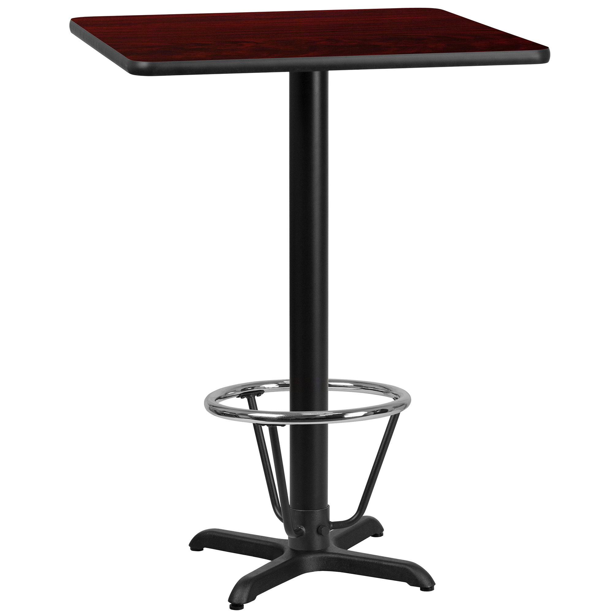 Flash Furniture 24in. Square Bar Height Metal Table with X-Base, Mahogany/Black Reversible Laminate Top, Model# XUMA2424T22B3F